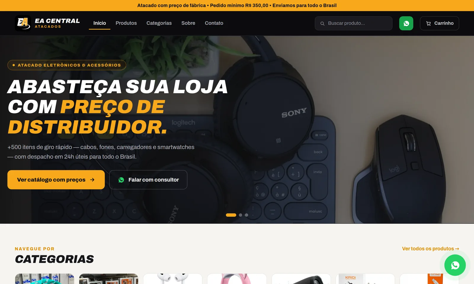 Página inicial da EA Central